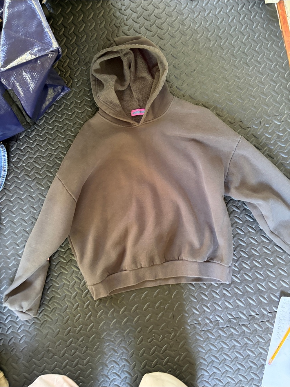 Women’s Cozy Hooded Crewneck Sweatshirt in black, sweatpants listed too